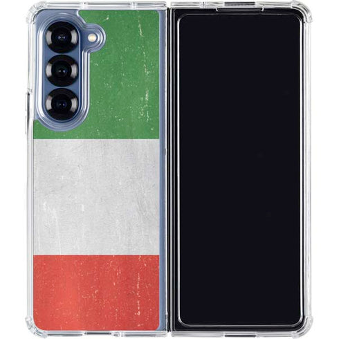 Italy Flag Distressed Galaxy Z Fold6 Clear Case